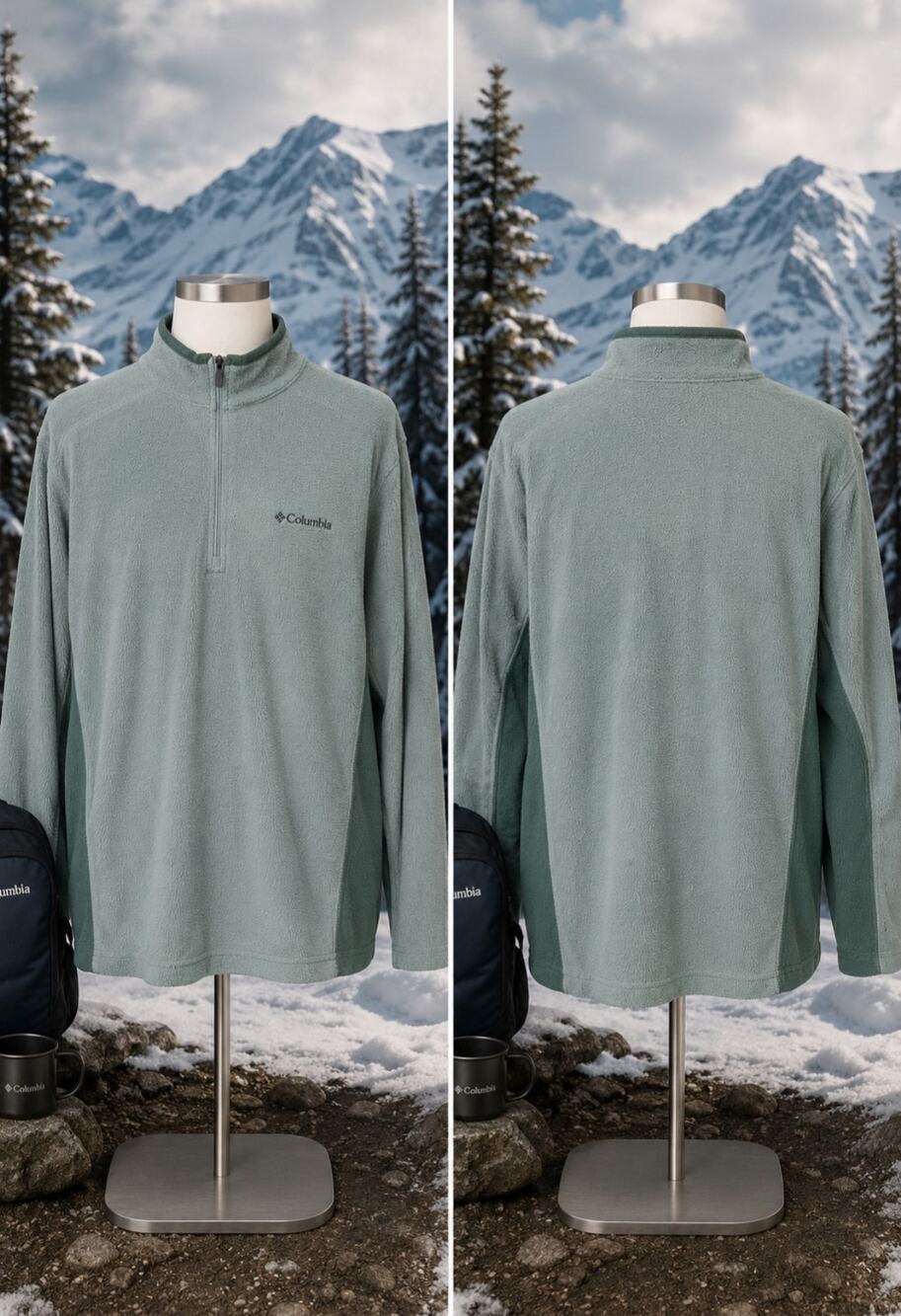 Columbia Pine Ridge Half Zip Fleece Pullover Green XL XM6279